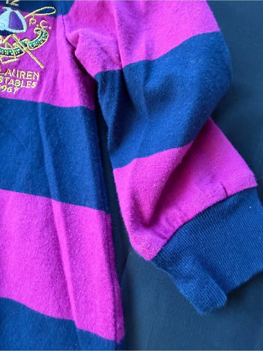 Ralph Lauren Toddler Rugby Stripe Dress Equestrian Polo Preppy Embroidered Logo